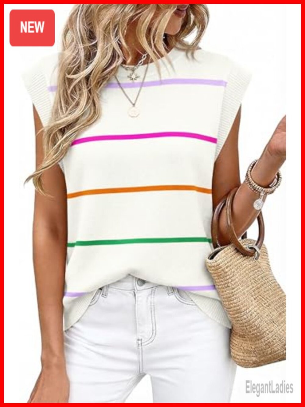 Womens Ribbed Knit Tank Top Sleeveless Crew Neck Casual Summer Layering